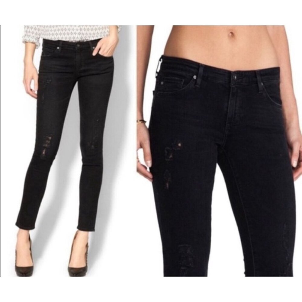 Adriano Goldschmied The Legging Ankle Super Skinny Jeans Black Distressed 27
